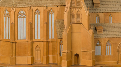 Detail des Holzmodells der Stadtkirche St. Dionys