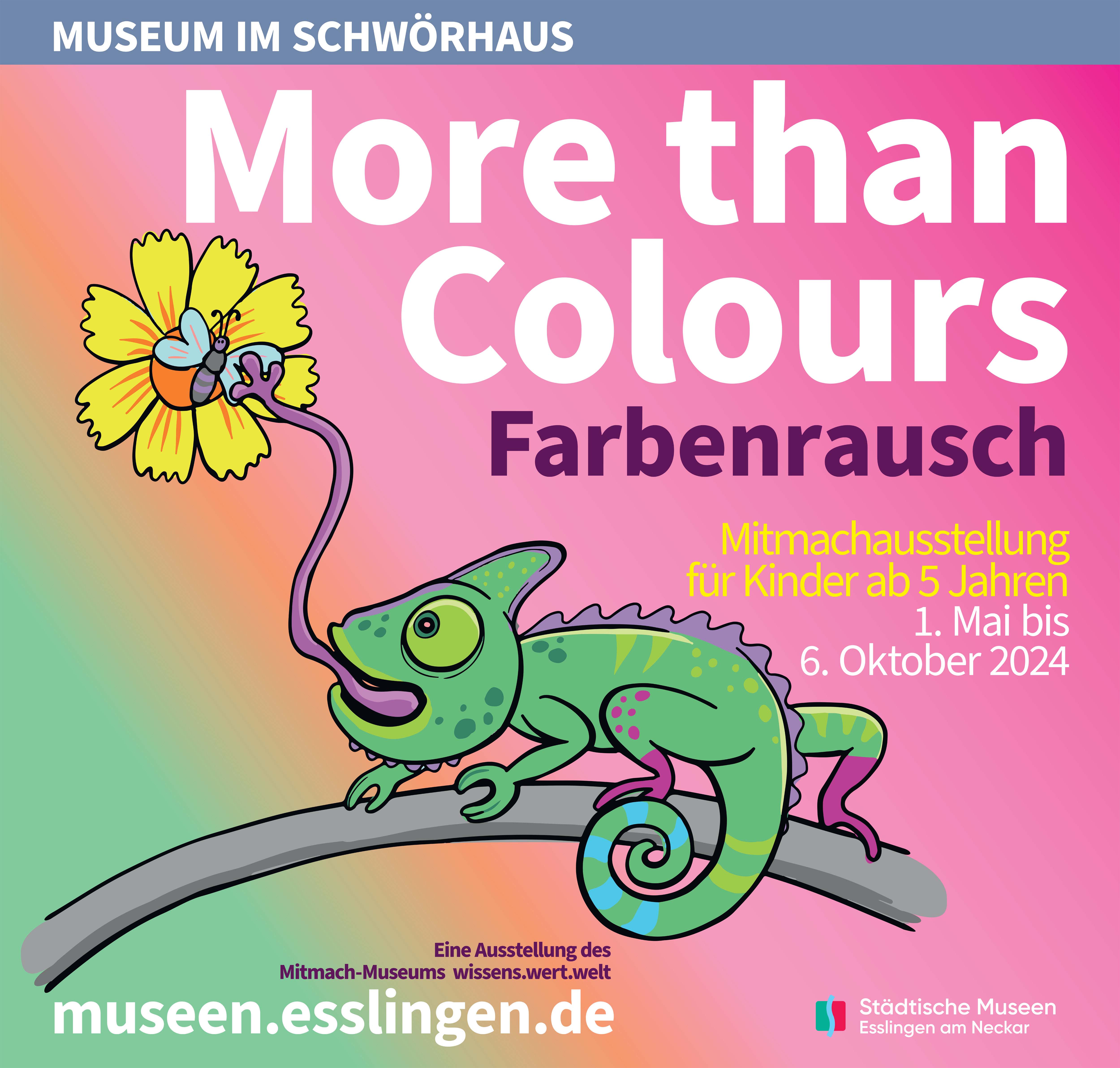 Foto (Ausschnitt): Mitmachmuseum wissens.wert.welt. Gezeichnete Pappfiguren wie Schlangen in vielen Farben.